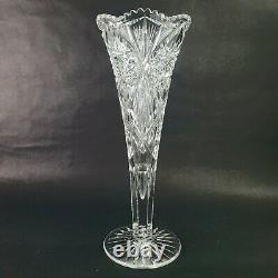 Antique Crystal American Brilliant Cut Glass Trumpet Vase 14