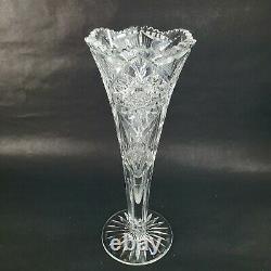 Antique Crystal American Brilliant Cut Glass Trumpet Vase 14