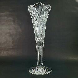 Antique Crystal American Brilliant Cut Glass Trumpet Vase 14