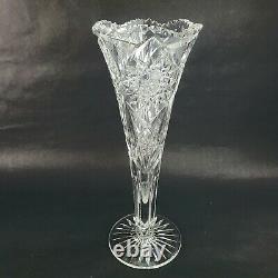 Antique Crystal American Brilliant Cut Glass Trumpet Vase 14