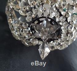 Antique Crystal Glass Tent & Bag Chandelier Ceiling Light Prism Cut Glass Beads