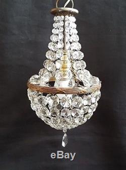 Antique Crystal Glass Tent & Bag Chandelier Ceiling Light Prism Cut Glass Beads