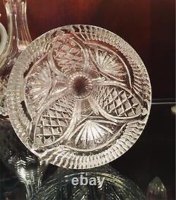 Antique Crystal Vase ABP Cut Glass Trumpet Large Heavy Footed Vtg Minte 8