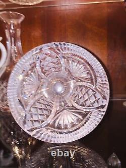 Antique Crystal Vase ABP Cut Glass Trumpet Large Heavy Footed Vtg Minte 8