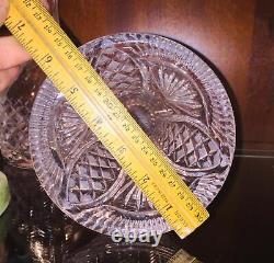 Antique Crystal Vase ABP Cut Glass Trumpet Large Heavy Footed Vtg Minte 8