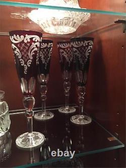 Antique Crystal Vase ABP Cut Glass Trumpet Large Heavy Footed Vtg Minte 8