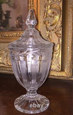 Antique Crystal Vase ABP Cut Glass Trumpet Large Heavy Footed Vtg Minte 8