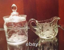 Antique Crystal Vase ABP Cut Glass Trumpet Large Heavy Footed Vtg Minte 8