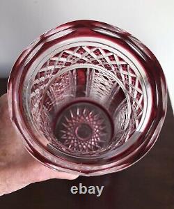 Antique Crystal Vase Cranberry Cut To Clear 13