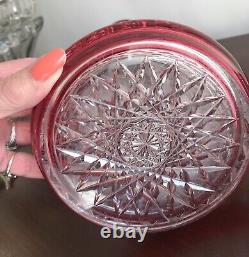 Antique Crystal Vase Cranberry Cut To Clear 13