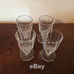 Antique Crystal White Wine Stem Glass Goblet Set of 4 Facet Cut