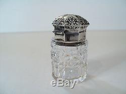 Antique Cut Crystal Dresser Toiletries Jar, Foster & Bailey Sterling Silver LID
