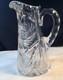 Antique Cut Crystal Glass Pitcher With Intricate Pattern & Handle Beautiful Heavy