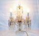 Antique Cut Crystal Glass Prism 3 Arm Empire Candelabra Table Lamp with Dimmer EUC