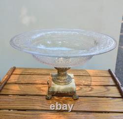 Antique Cut Crystal Glass Victorian Bowl Onyx Claw Feet Base Pairpoint