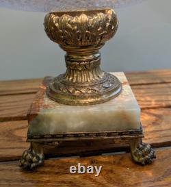 Antique Cut Crystal Glass Victorian Bowl Onyx Claw Feet Base Pairpoint