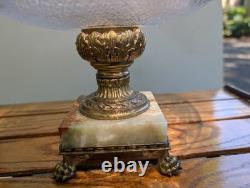 Antique Cut Crystal Glass Victorian Bowl Onyx Claw Feet Base Pairpoint