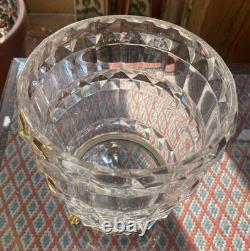 Antique Cut Crystal Ice Bucket Centerpiece Set w Chiseled Gilt Bronze Stand
