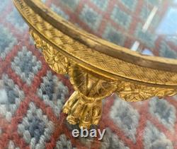 Antique Cut Crystal Ice Bucket Centerpiece Set w Chiseled Gilt Bronze Stand