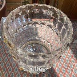 Antique Cut Crystal Ice Bucket Centerpiece Set w Chiseled Gilt Bronze Stand