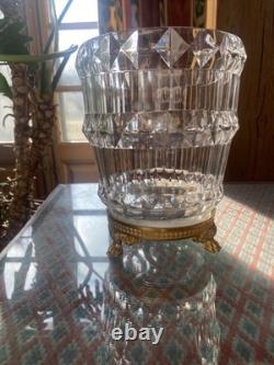 Antique Cut Crystal Ice Bucket Centerpiece Set w Chiseled Gilt Bronze Stand