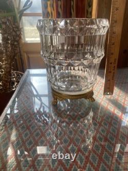 Antique Cut Crystal Ice Bucket Centerpiece Set w Chiseled Gilt Bronze Stand