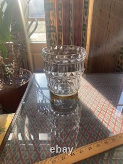 Antique Cut Crystal Ice Bucket Centerpiece Set w Chiseled Gilt Bronze Stand