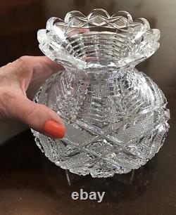 Antique Cut Crystal Vase American Brilliant Period 5.5