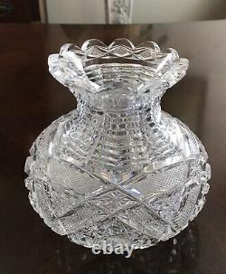 Antique Cut Crystal Vase American Brilliant Period 5.5