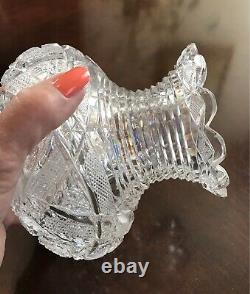 Antique Cut Crystal Vase American Brilliant Period 5.5