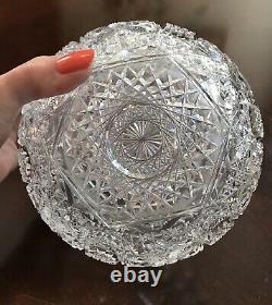 Antique Cut Crystal Vase American Brilliant Period 5.5