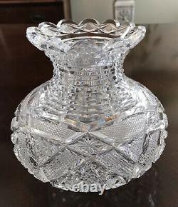 Antique Cut Crystal Vase American Brilliant Period 5.5