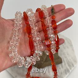 Antique Cut Glass Crystal Bead Flapper Art Deco Necklace Jewelry Lot Czech