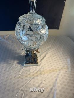 Antique Cut Glass Crystal Centerpiece Bowl withMarble Base