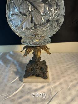 Antique Cut Glass Crystal Centerpiece Bowl withMarble Base
