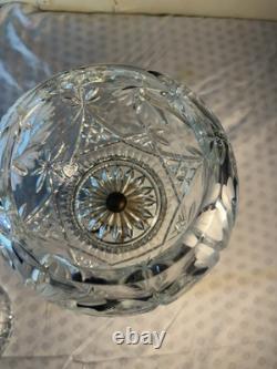 Antique Cut Glass Crystal Centerpiece Bowl withMarble Base