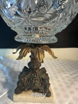 Antique Cut Glass Crystal Centerpiece Bowl withMarble Base