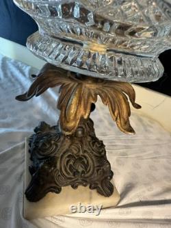 Antique Cut Glass Crystal Centerpiece Bowl withMarble Base