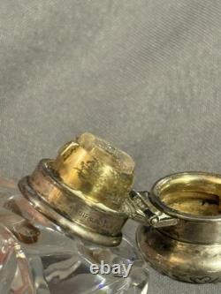 Antique Cut Glass Crystal & Hallmarked Sterling Silver Hip Flask