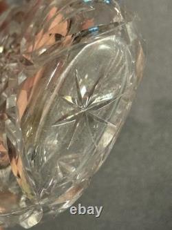 Antique Cut Glass Crystal & Hallmarked Sterling Silver Hip Flask