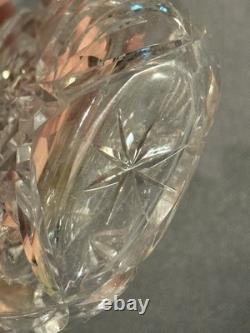 Antique Cut Glass Crystal & Hallmarked Sterling Silver Hip Flask