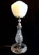 Antique Cut Glass Crystal Table Lamp Light Opalescent Glass Galleried Shade