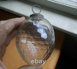 Antique Cut Glass Kugel Christmas Ornament Over 120 Yrs Old Honeycomb Pattern