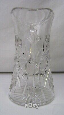 Antique Cut Glass Pitcher American Brilliant Period ABP Crystal 9 tall