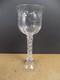 Antique Cut Rock Crystal Wine Glass Double Air Twist Stem