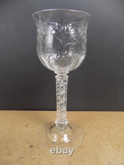 Antique Cut Rock Crystal Wine Glass Double Air Twist Stem