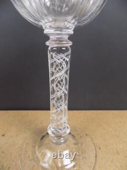 Antique Cut Rock Crystal Wine Glass Double Air Twist Stem