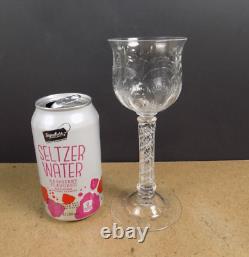 Antique Cut Rock Crystal Wine Glass Double Air Twist Stem (it#b1)