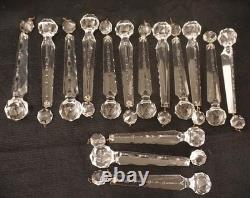 Antique Cut Victorian Style 7 Glass Crystal Chandelier Prisms Set of 15