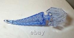 Antique Czechoslovakian Bohemian cut blue crystal cologne perfume glass bottle